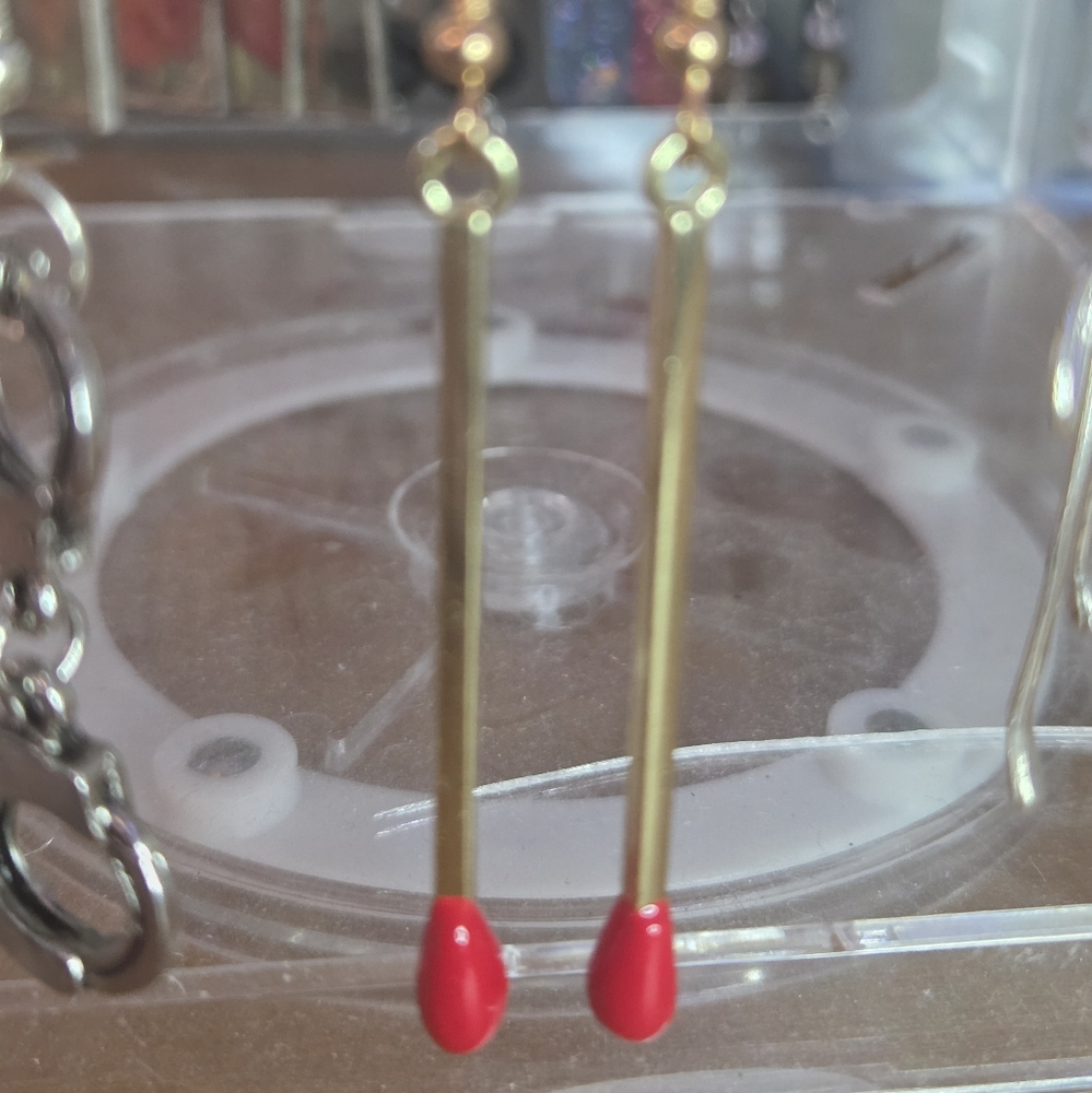 Gold and Red Dangle Earrings Matches